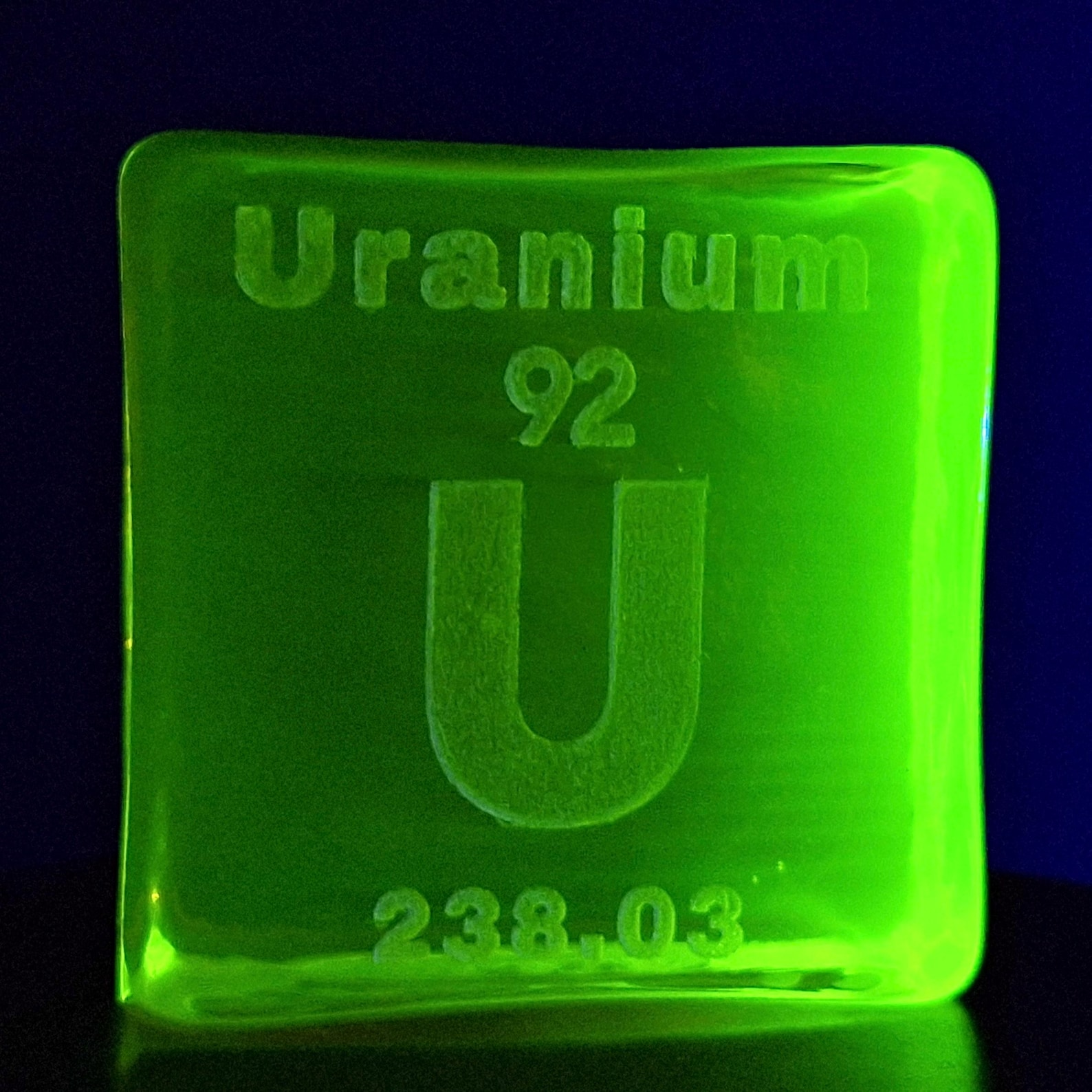 Uranium Glass Blocks with Engraving