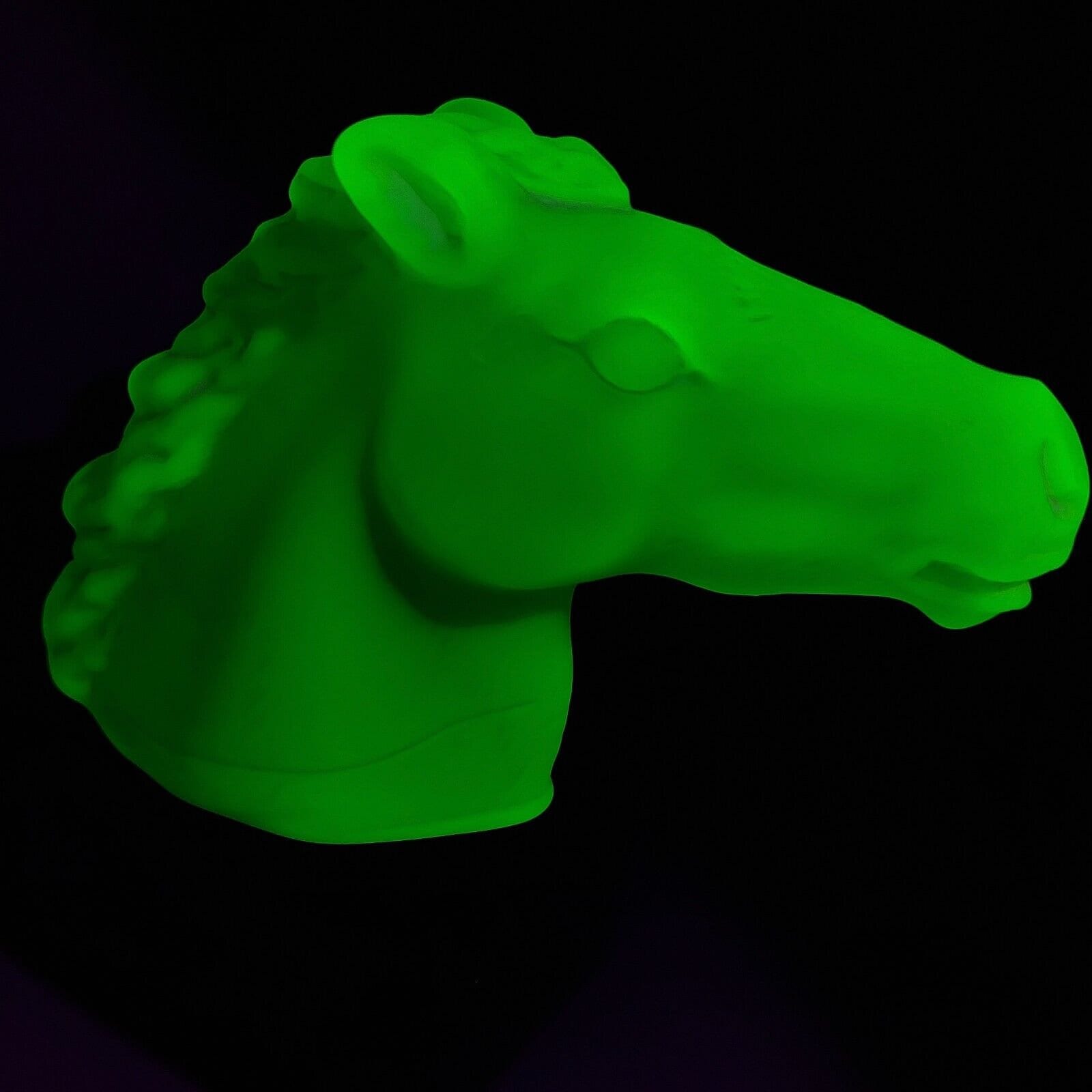 Uranium Glass Horse Figurine: Art Deco Vaseline Glass