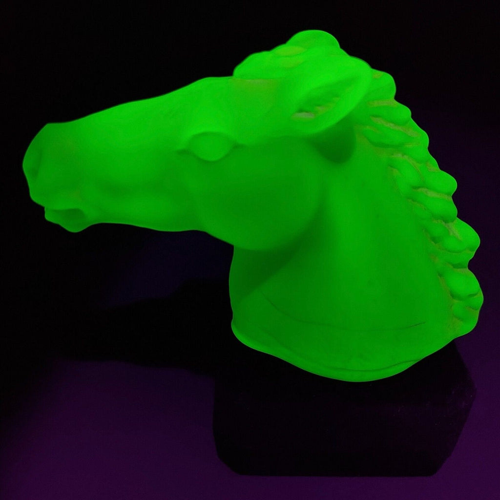 Uranium Glass Horse Figurine: Art Deco Vaseline Glass