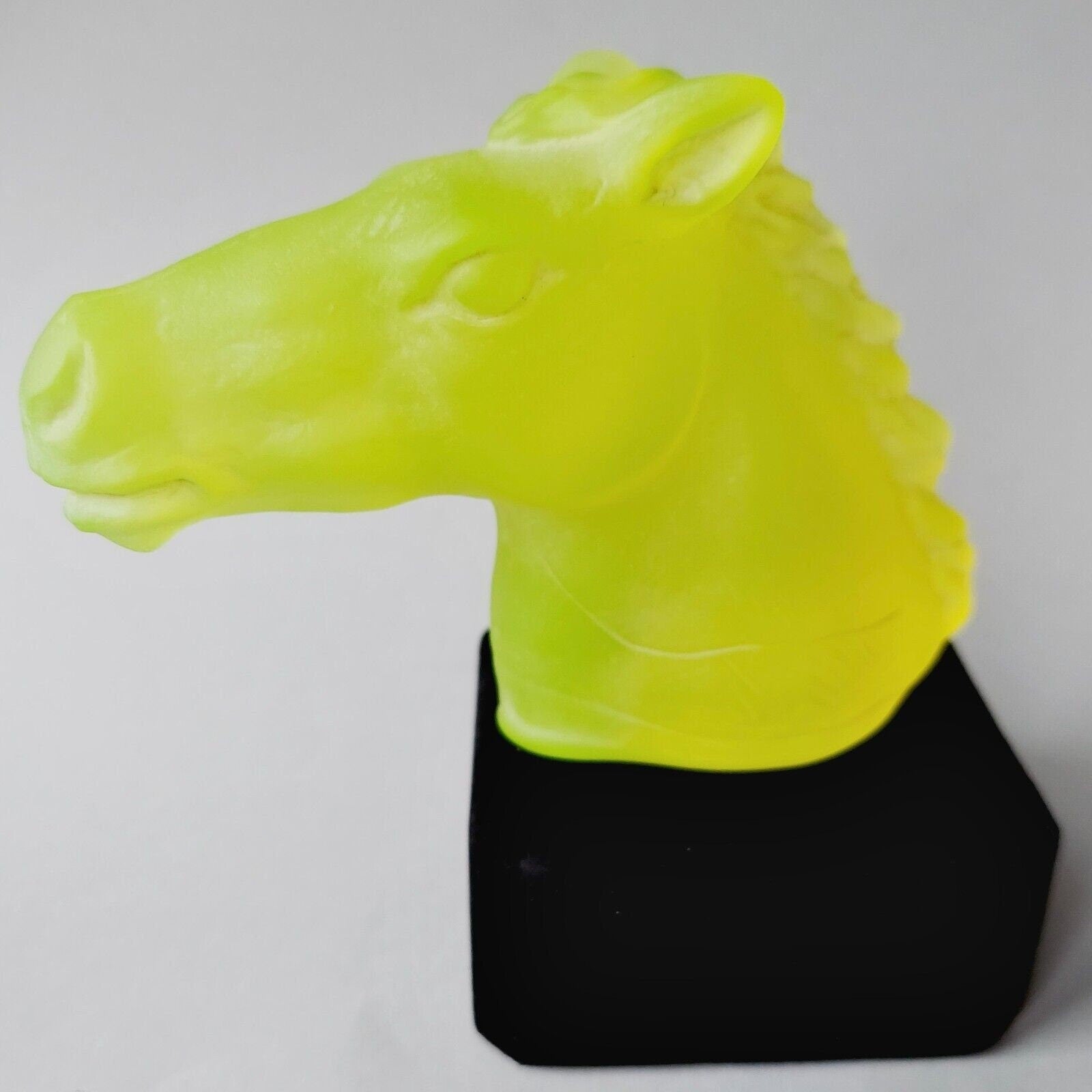 Uranium Glass Horse Figurine: Art Deco Vaseline Glass