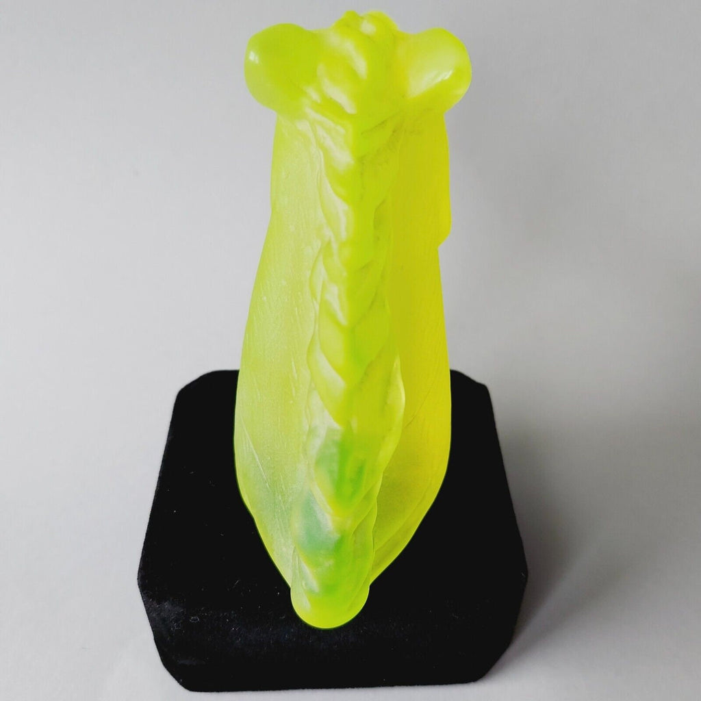 Uranium Glass Horse Figurine: Art Deco Vaseline Glass