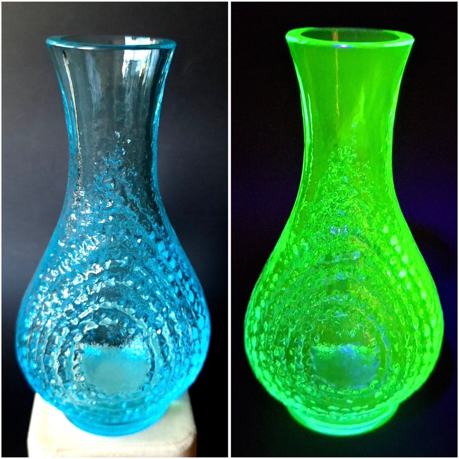 Uranium Blue Vase Art Glass Aquamarine Bohemia Glass Art Deco