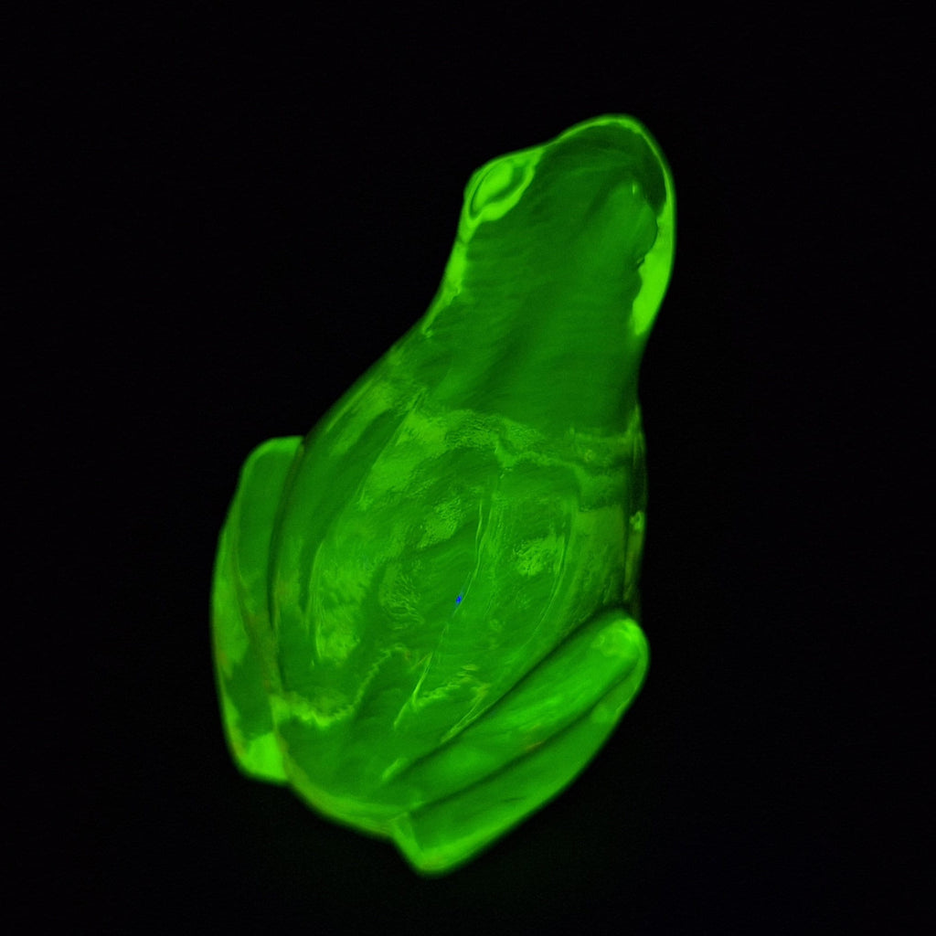 Uranium Vaseline Glass Frog Statue Yellow Glass Animal Figurine