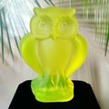 Art Deco Vaseline Yellow Uranium Glass Owl Figurine 3''