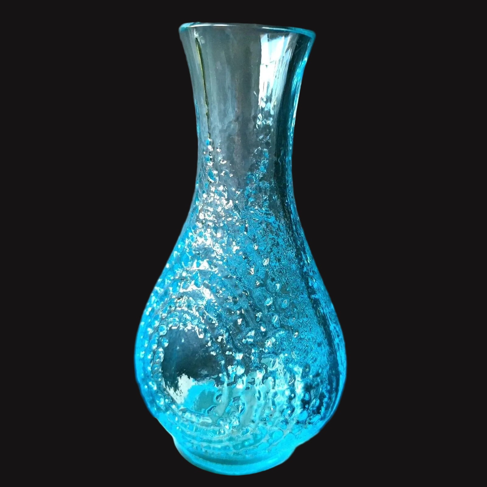 Uranium Blue Vase Art Glass Aquamarine Bohemia Glass Art Deco