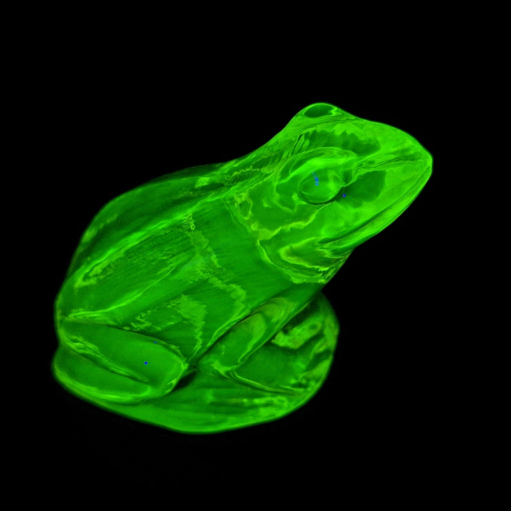 Uranium Vaseline Glass Frog Statue Yellow Glass Animal Figurine