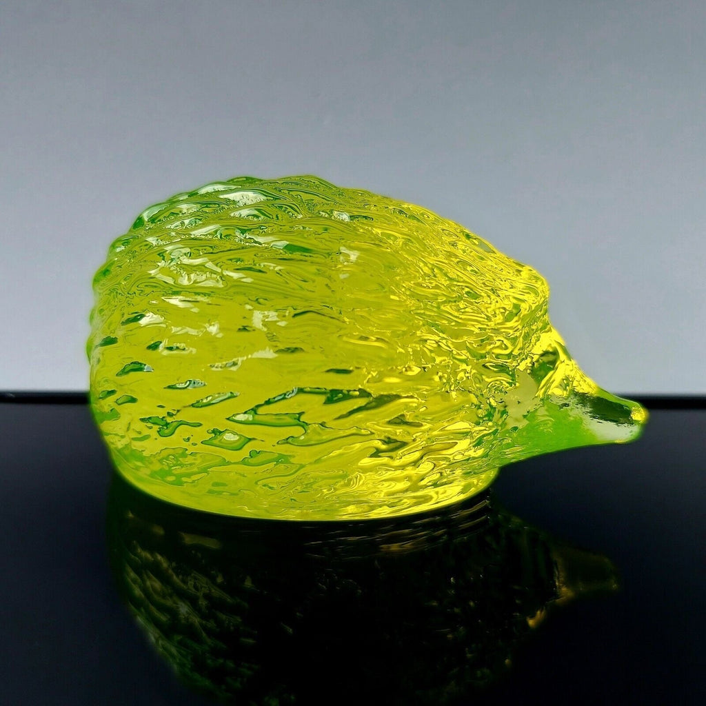 Vaseline Uranium Glass Animal Figurine Hedgehog Yellow Glass Art Deco