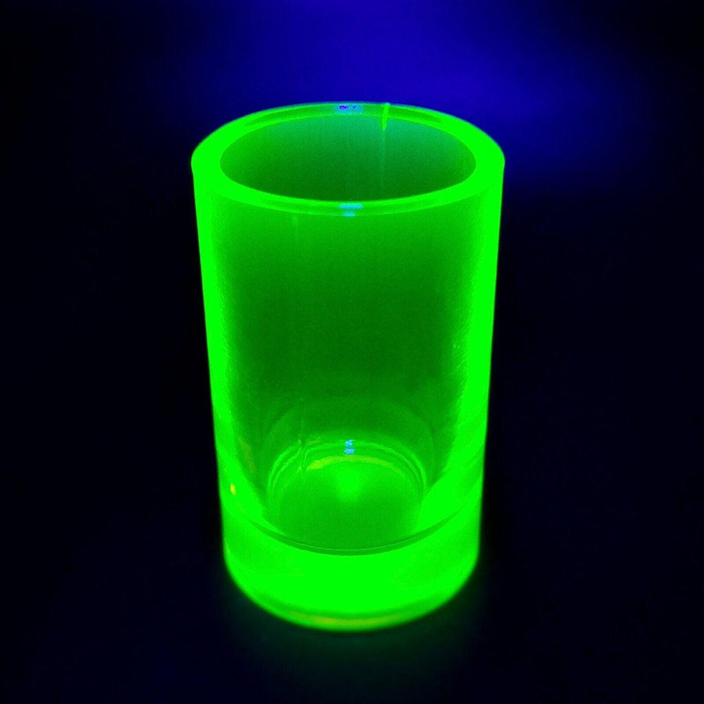 Vaseline Glass Shot Uranium Glass Depression Yellow Clear Glass Cup