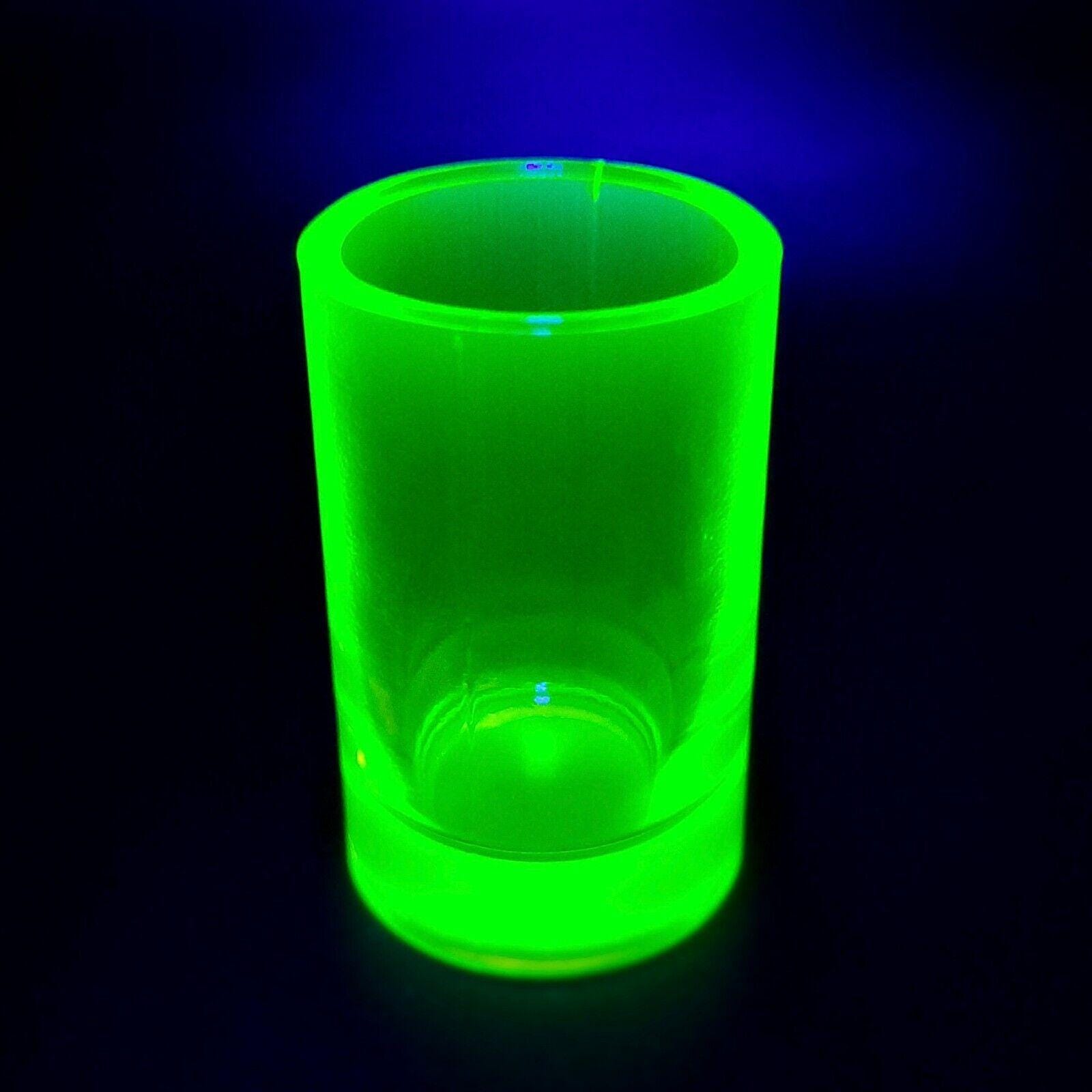 Vaseline Glass Shot Uranium Glass Depression Yellow Clear Glass Cup