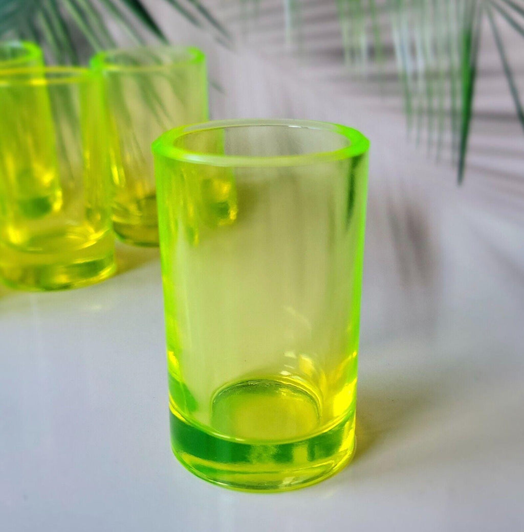 Vaseline Glass Shot Uranium Glass Depression Yellow Clear Glass Cup
