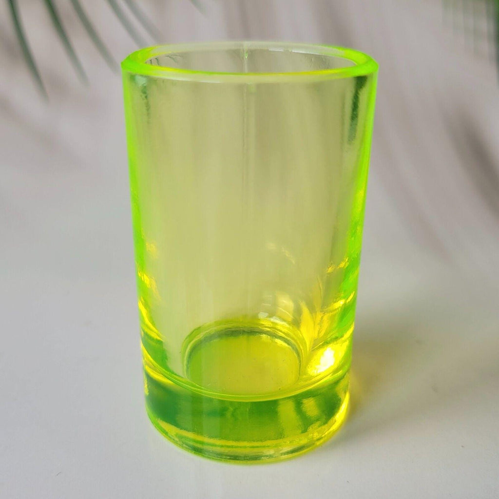 Vaseline Glass Shot Uranium Glass Depression Yellow Clear Glass Cup