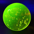 Uranium Glass Vaseline Sphere with Bubbles Yellow Glass Paperweight