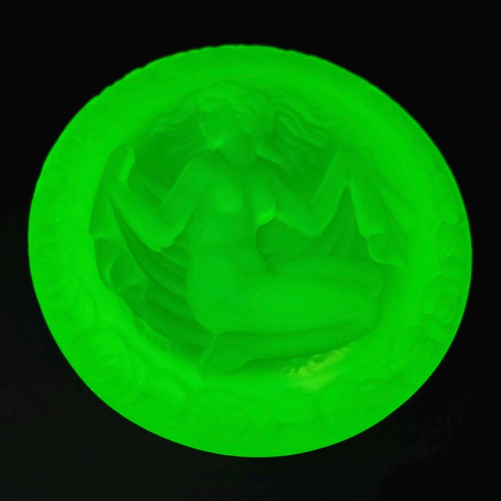 Vaseline Uranium Glass Box Nude Woman Frosty Yellow Matte Jewelry Box