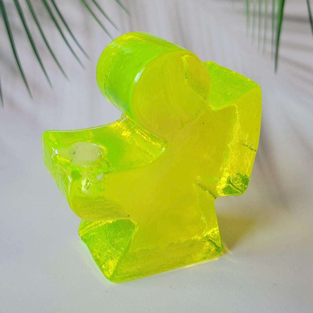 Christmas Glass Decor Uranium Glass Angel Candle Holder Vaseline Glass