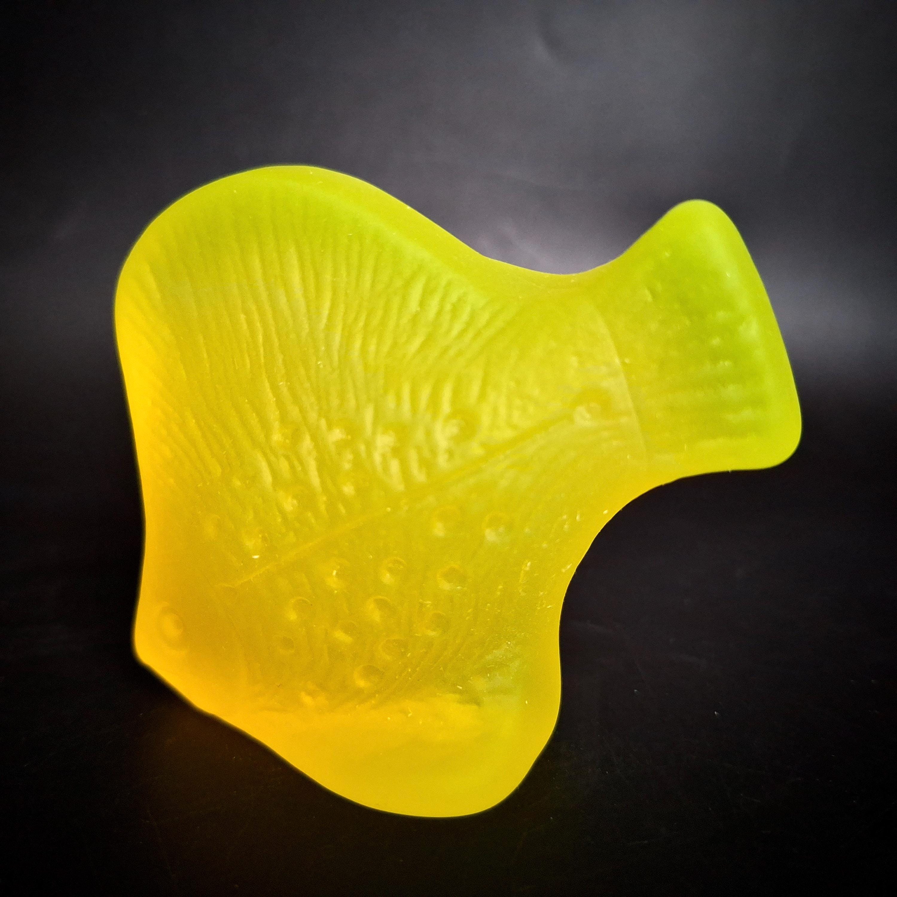 Uranium Glass Fish Figurine Vaseline Frosted Matte Yellow Glass Statue