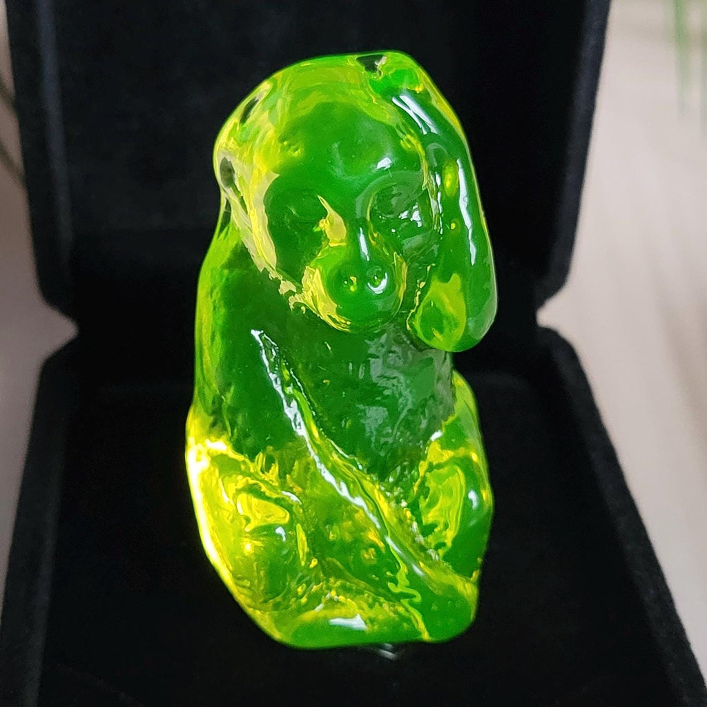 Art Deco Uranium Glass Monkey Figurine: Vaseline Glass Collectible