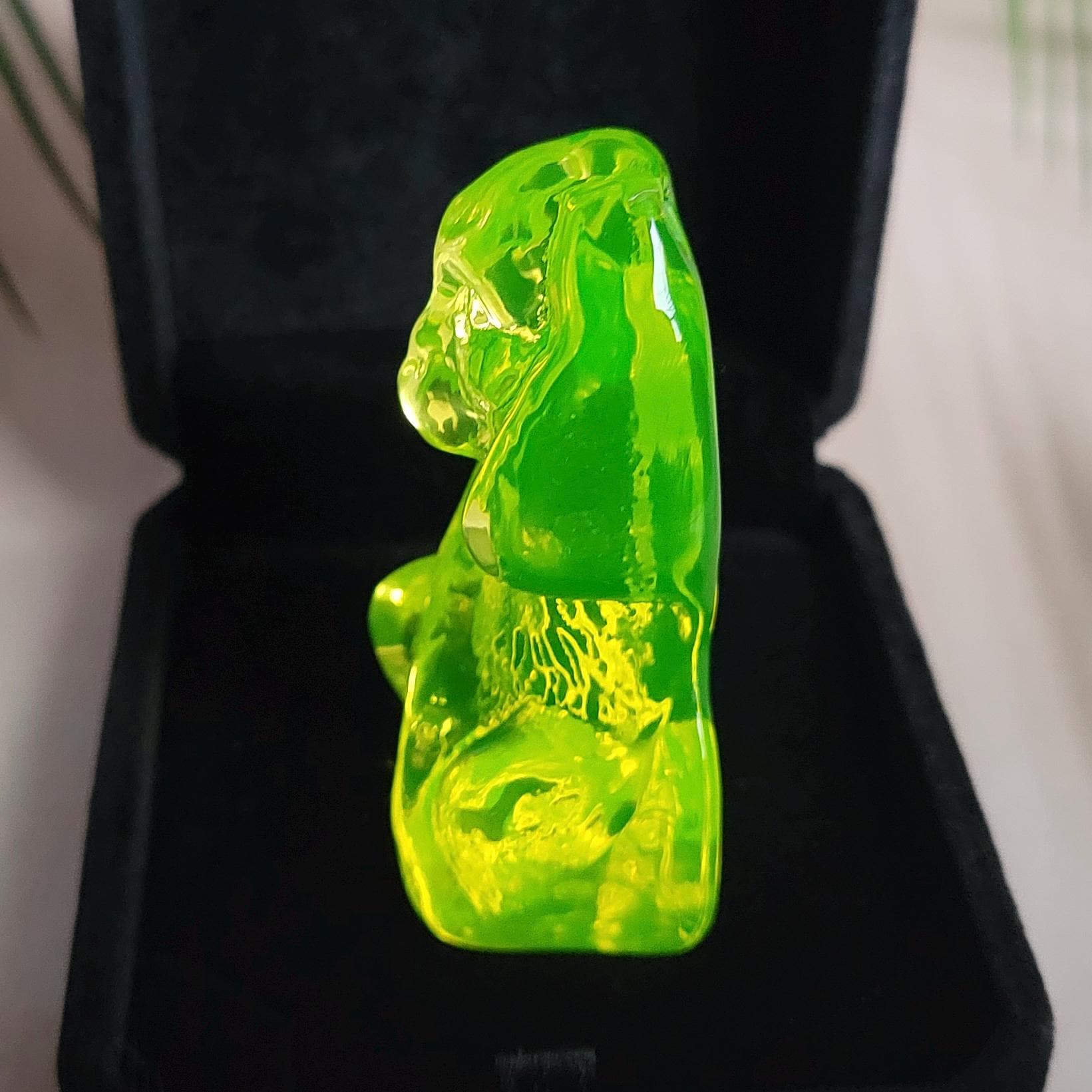 Art Deco Uranium Glass Monkey Figurine: Vaseline Glass Collectible