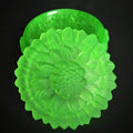 Uranium Glass Trinket Box: Art Deco Vaseline Green Jewelry Holder