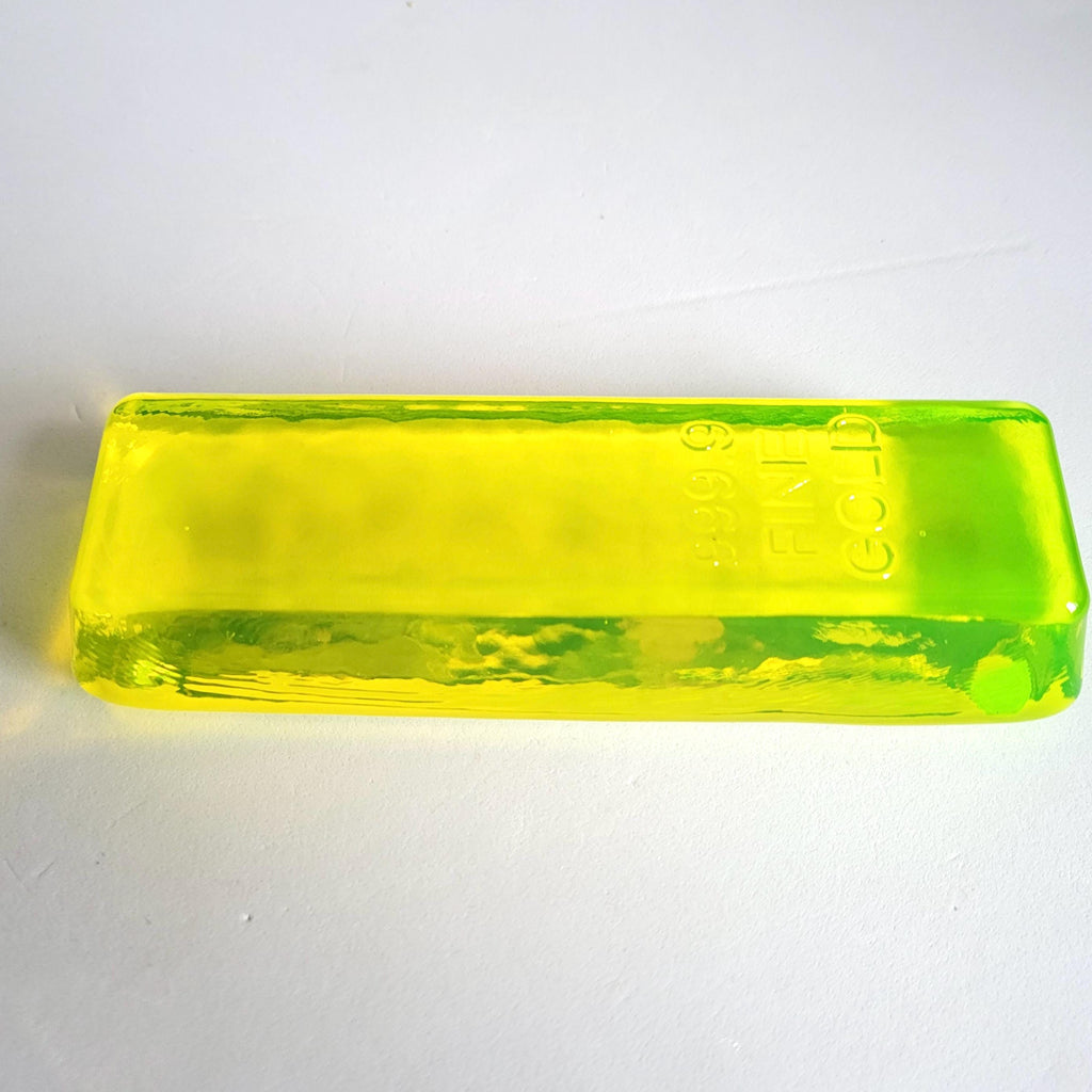 Uranium Glass Bar Vaseline Yellow Glass Figurine Ingot Fine Gold 999.9