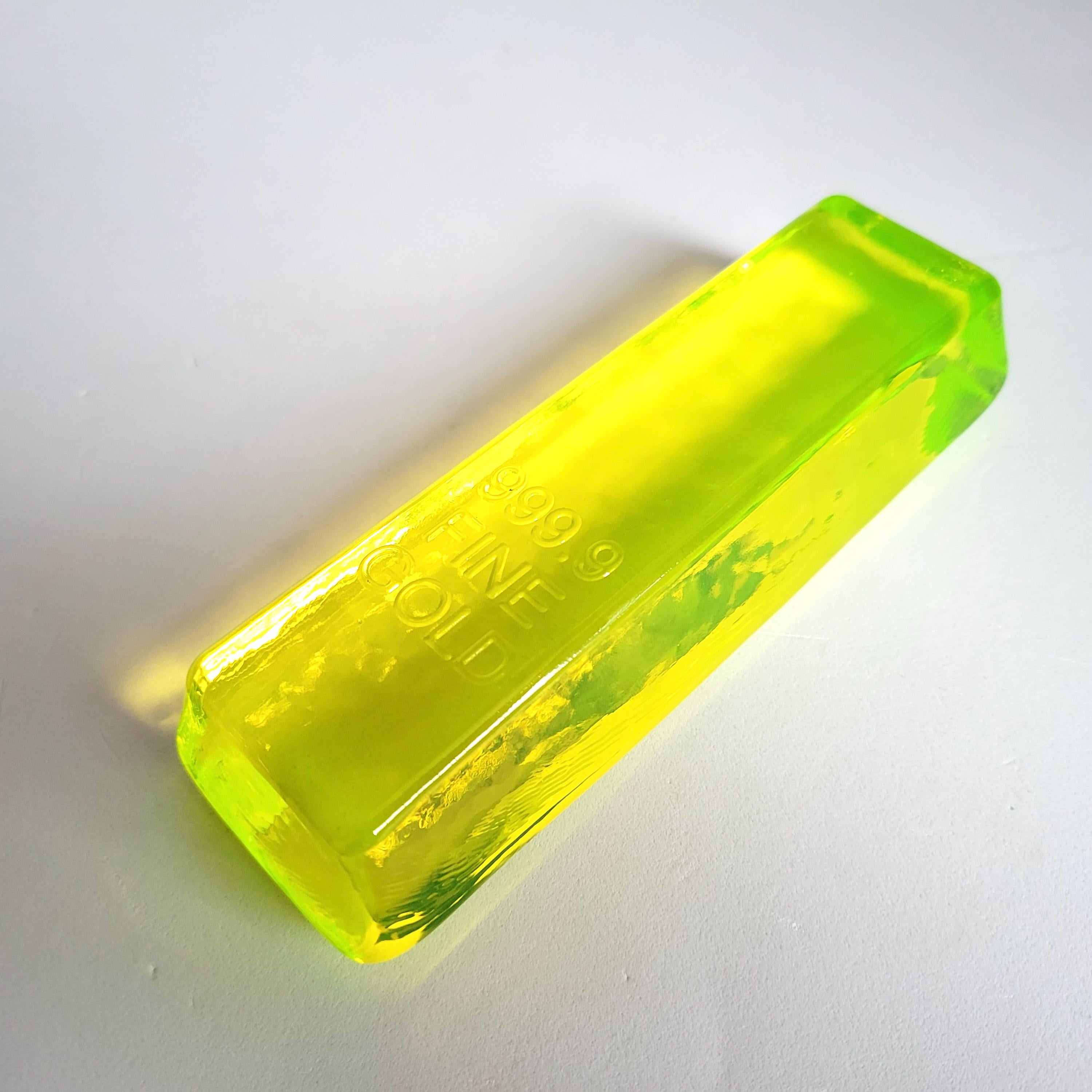 Uranium Glass Ingot Vaseline Yellow Glass Figurine Bar Art Deco