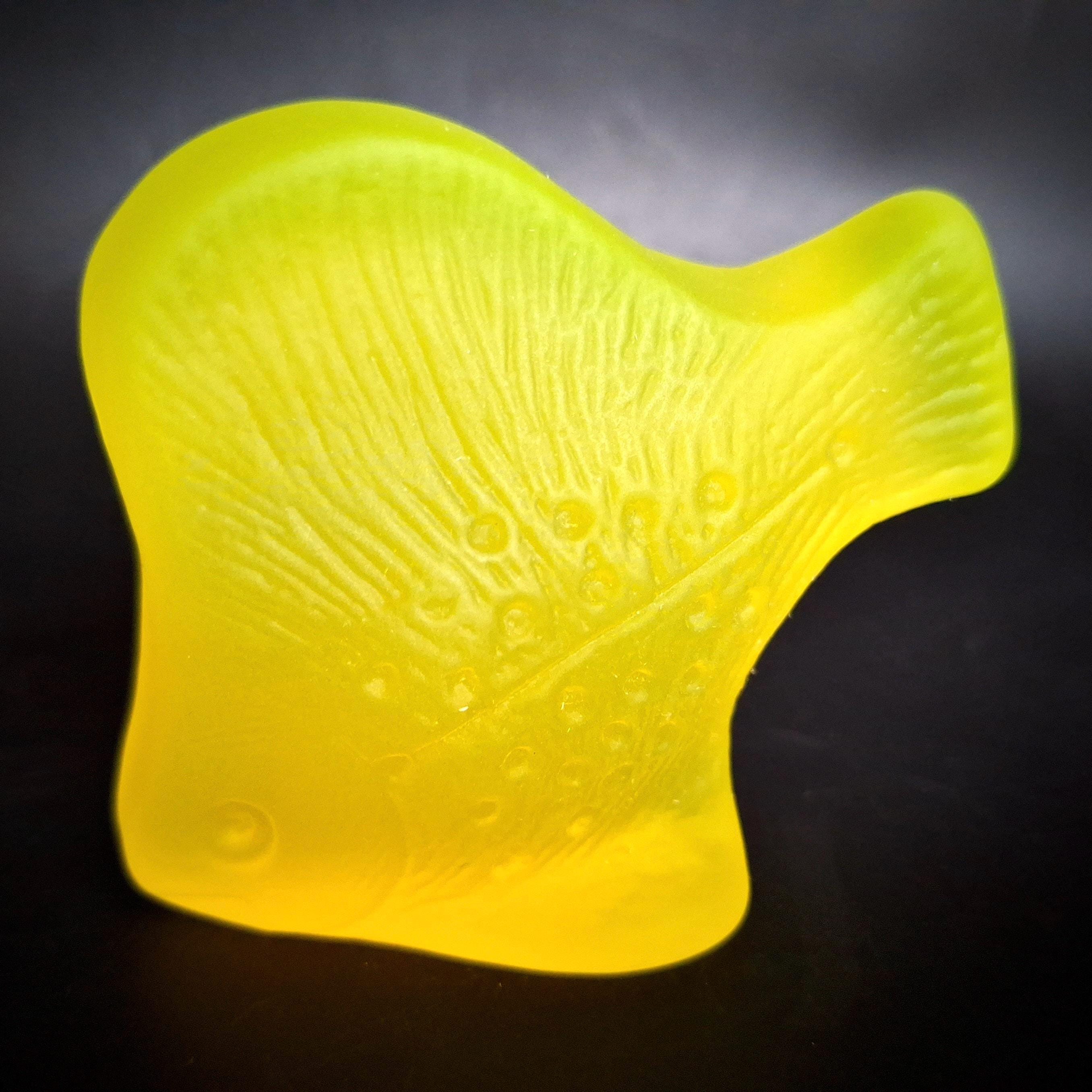 Uranium Glass Fish Figurine Vaseline Frosted Matte Yellow Glass Statue