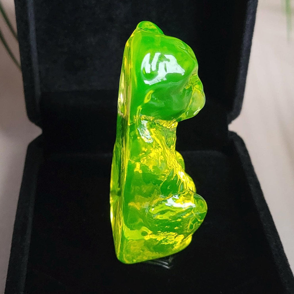 Uranium Glass Monkey Small Figurine Vaseline Yellow Glass Statue