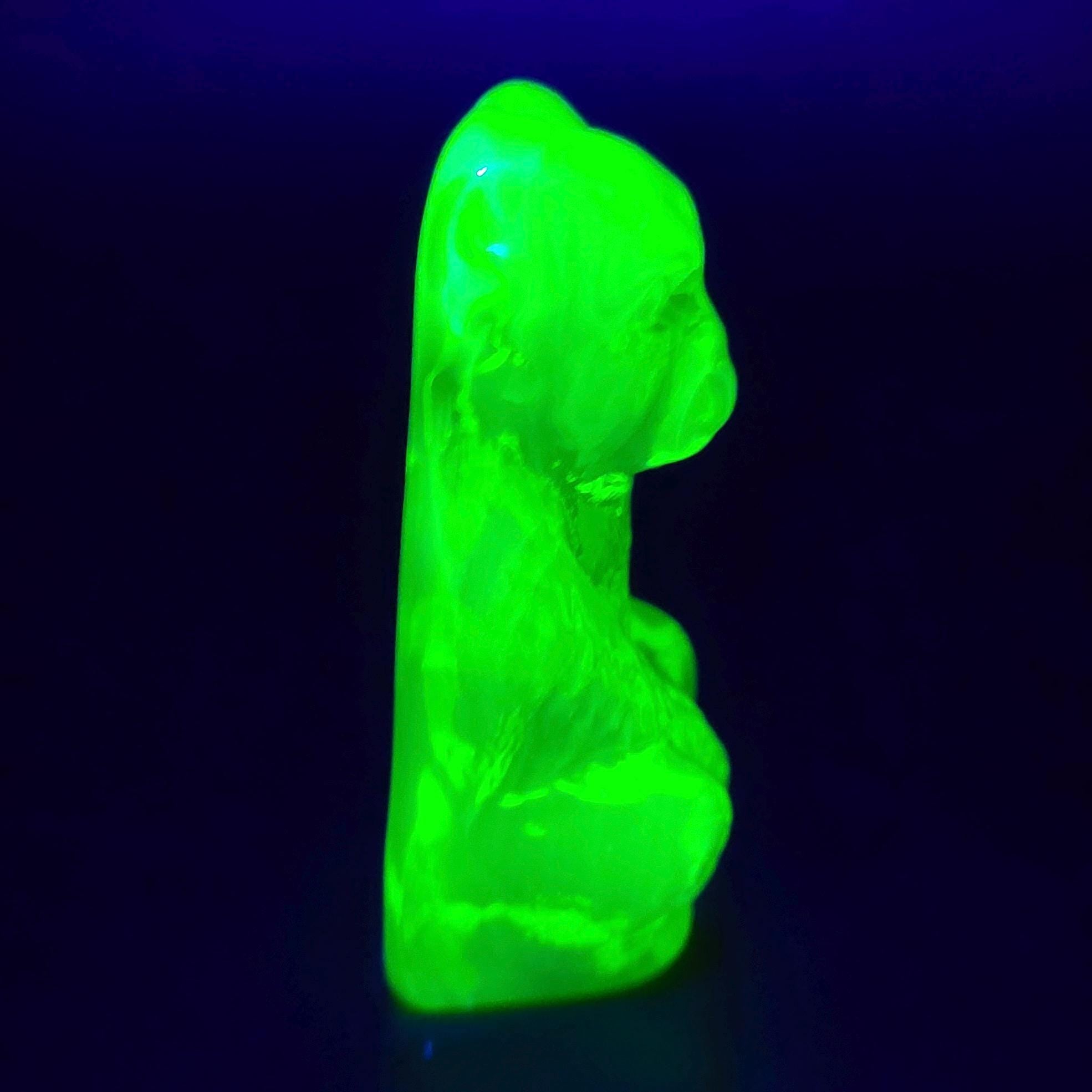 Art Deco Uranium Glass Monkey Figurine: Vaseline Glass Collectible