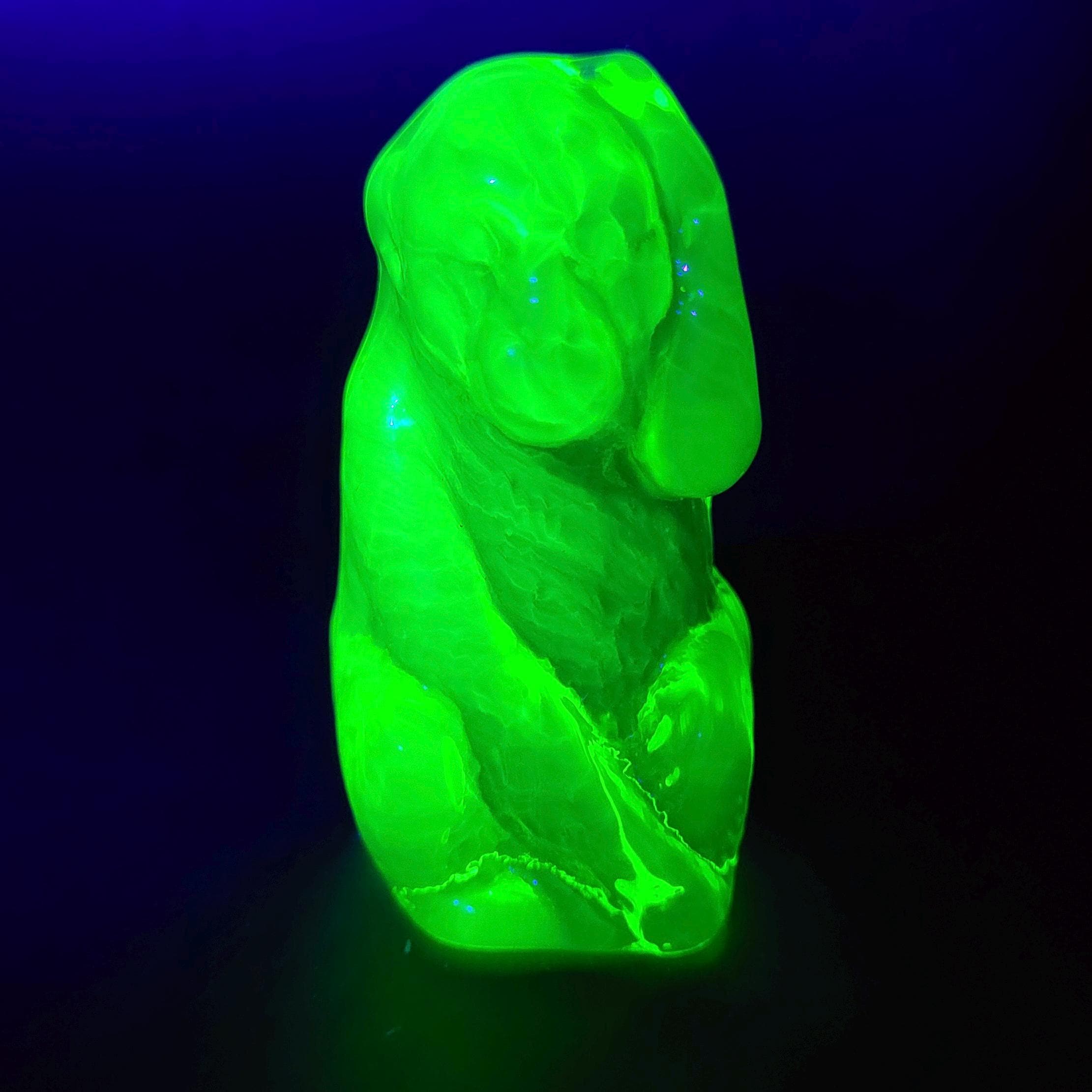 Uranium Glass Monkey Small Figurine Vaseline Yellow Glass Statue