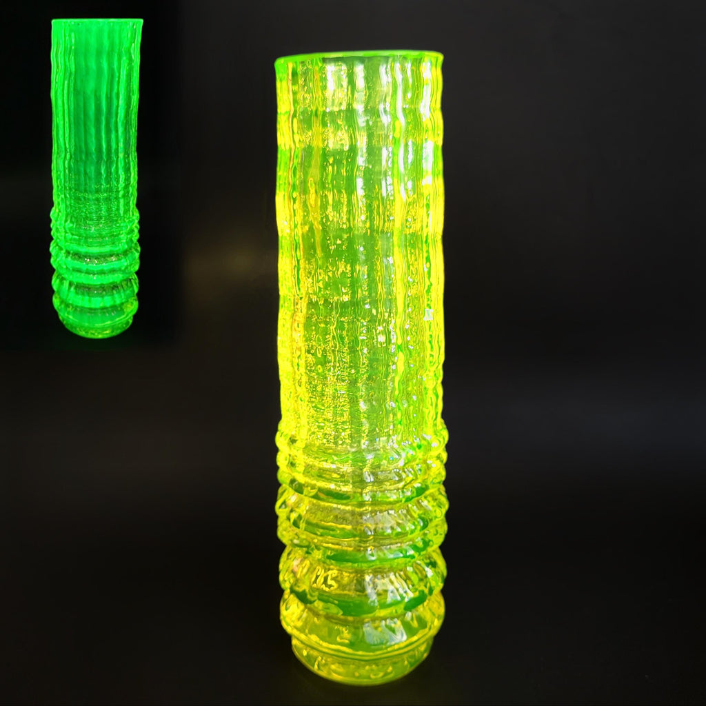 Uranium Yelllow Glass Vase Vaseline Clear Glass Art Deco
