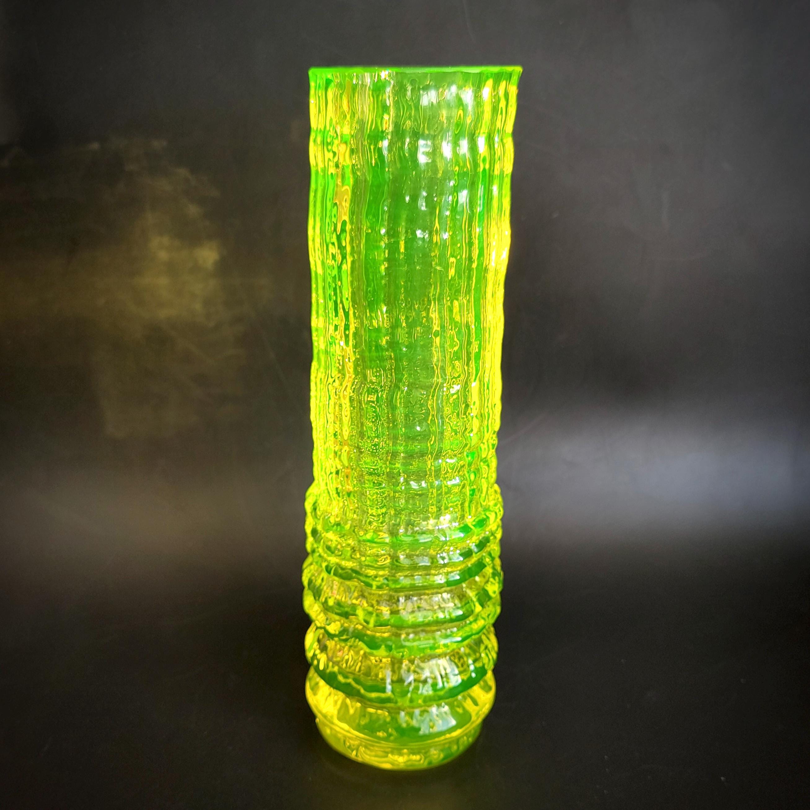 Uranium Yelllow Glass Vase Vaseline Clear Glass Art Deco
