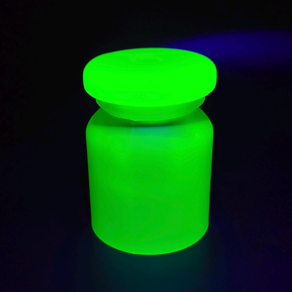 Uranium Glass Jar with Lid Vaseline Frosty Matte Yellow Glass Small Figurine