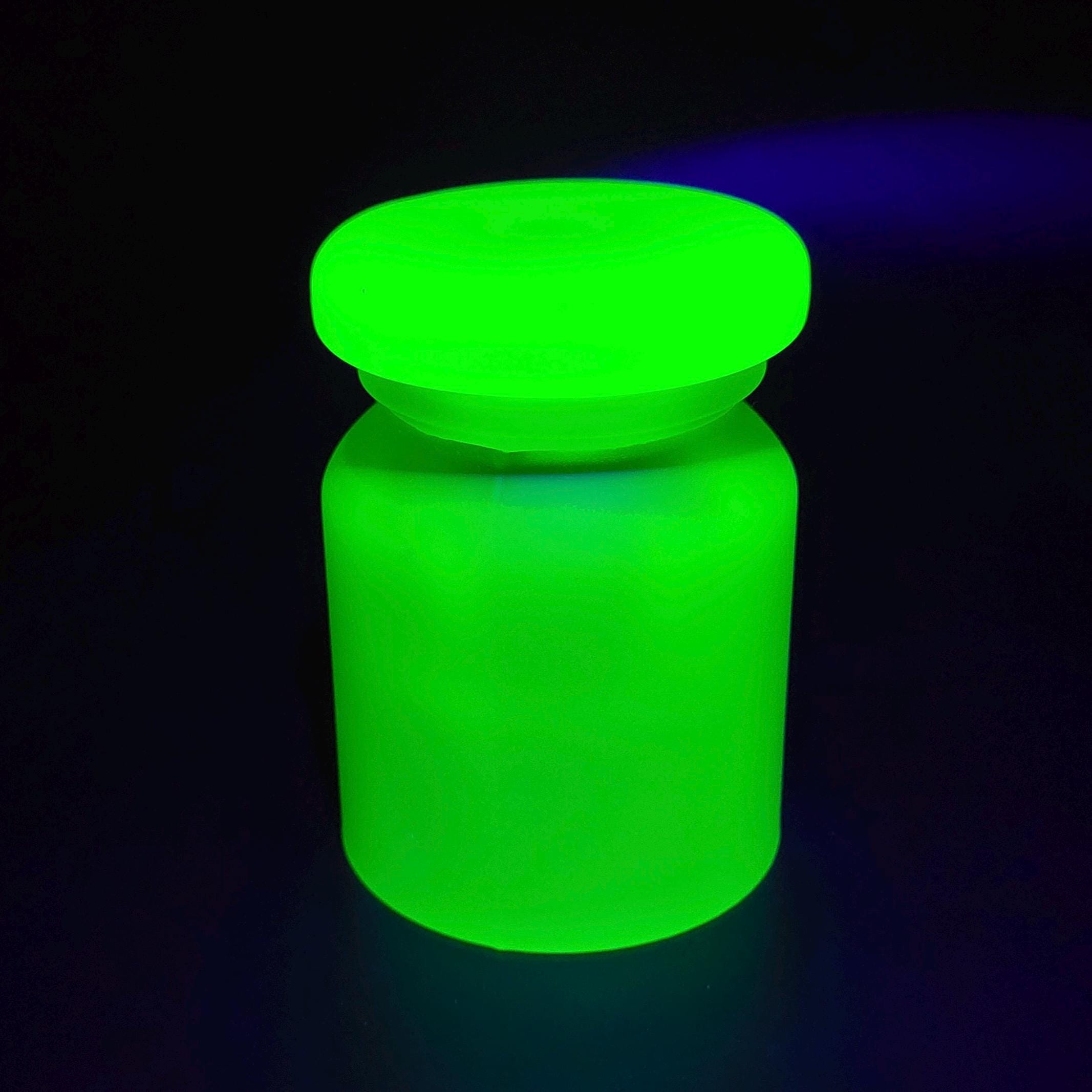 Uranium Glass Jar with Lid Vaseline Frosty Matte Yellow Glass Small Figurine