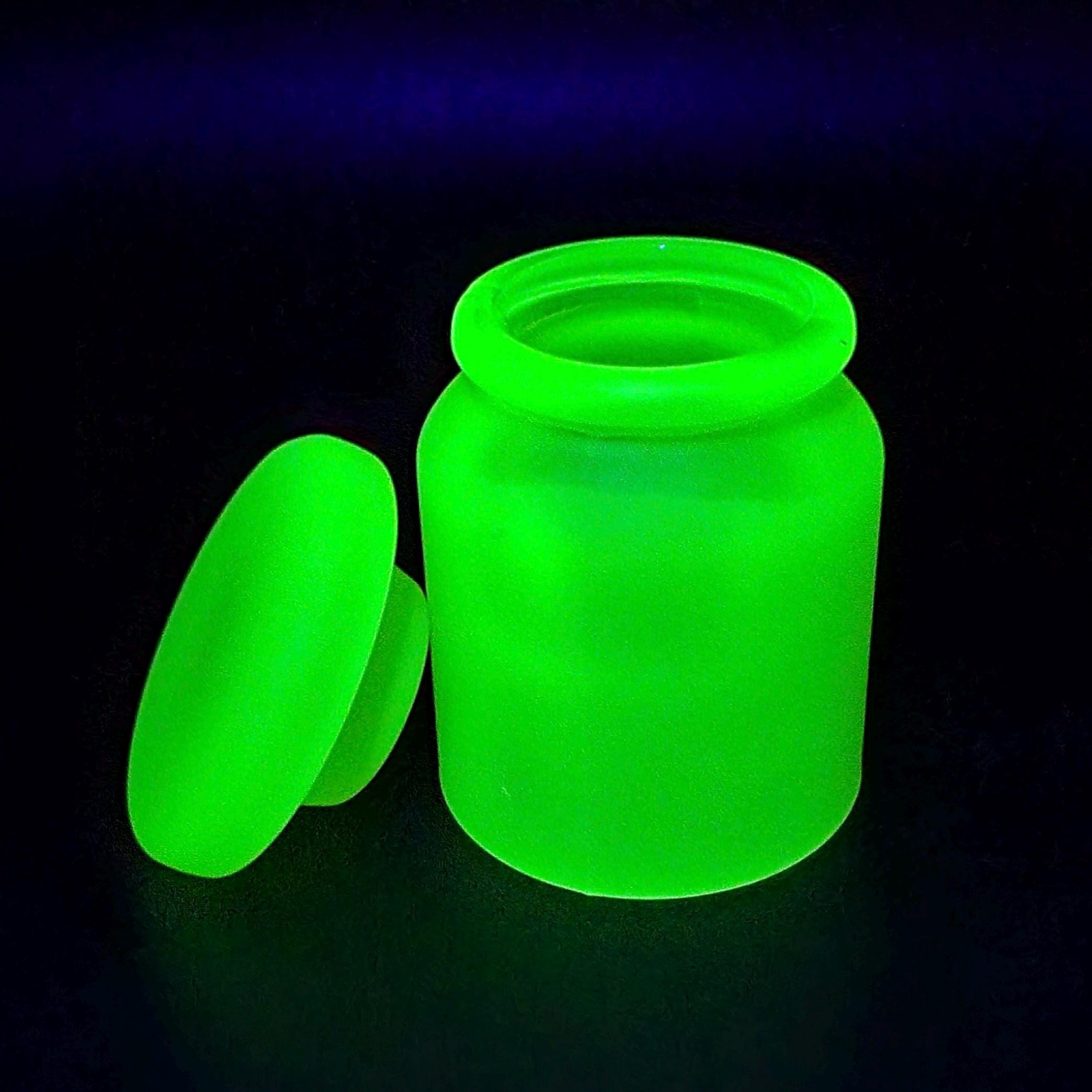 Uranium Glass Jar with Lid Vaseline Frosty Matte Yellow Glass Small Figurine