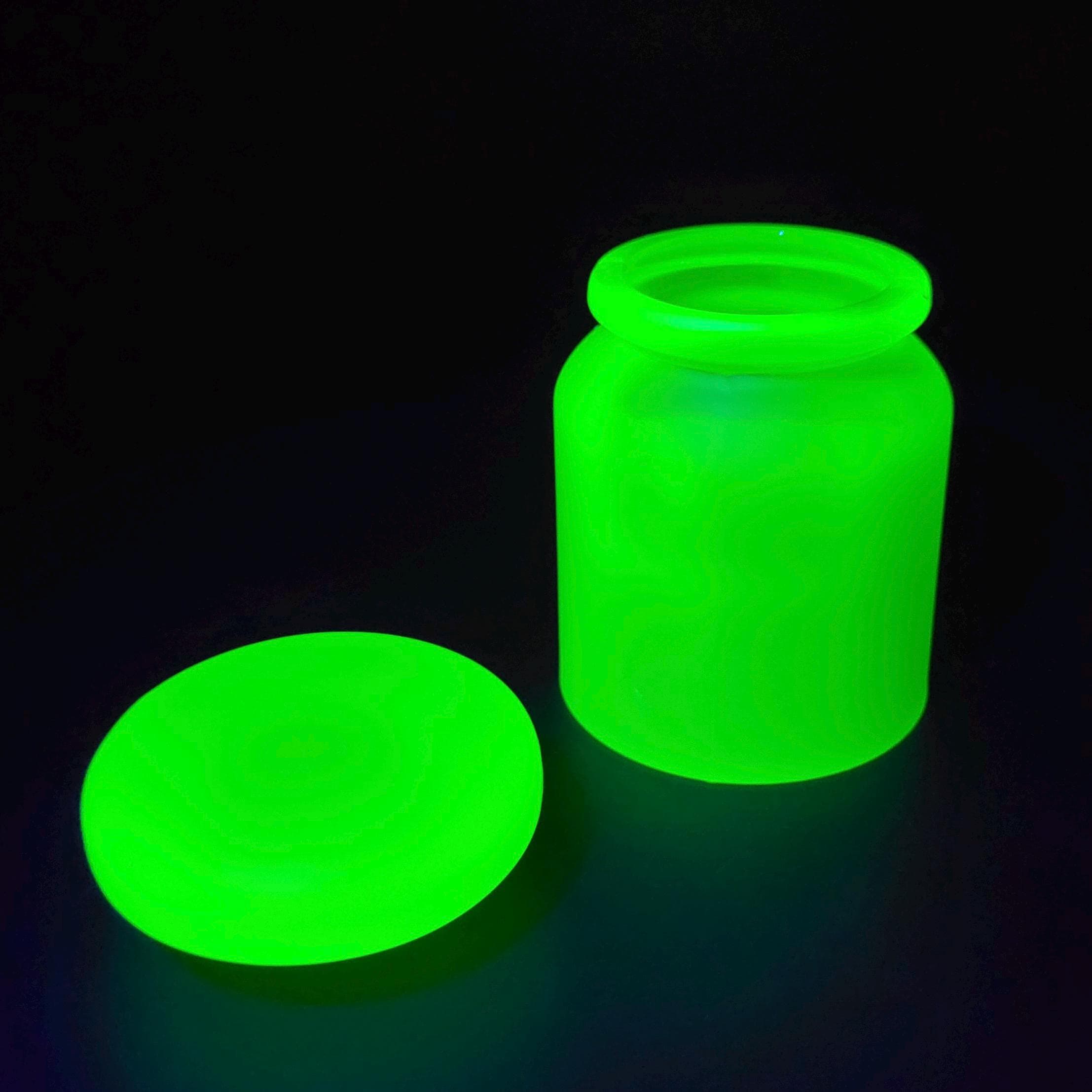 Uranium Glass Jar with Lid Vaseline Frosty Matte Yellow Glass Small Figurine