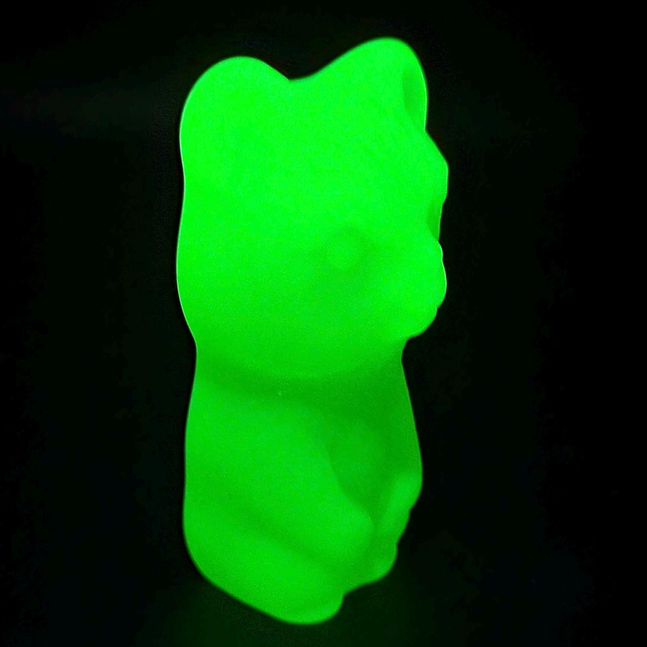 Art Deco Vaseline Uranium Glass Bear Figurine: Frosted Yellow Sculpture