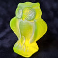 Uranium Owl Figurine Vaseline Frosted Yellow Matte Glass Statue Bird