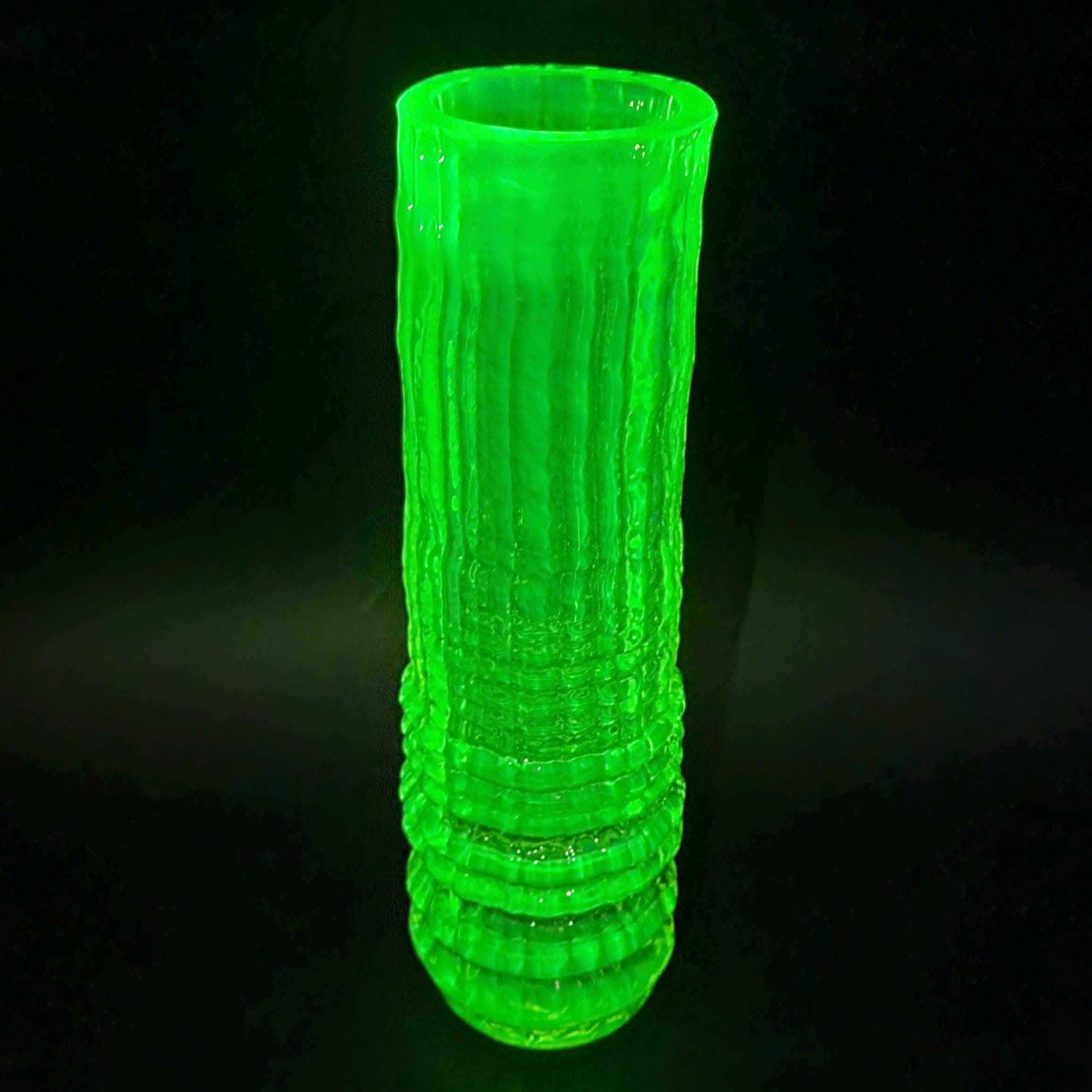 Uranium Yelllow Glass Vase Vaseline Clear Glass Art Deco