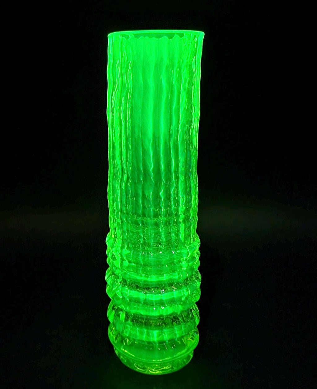 Uranium Yelllow Glass Vase Vaseline Clear Glass Art Deco