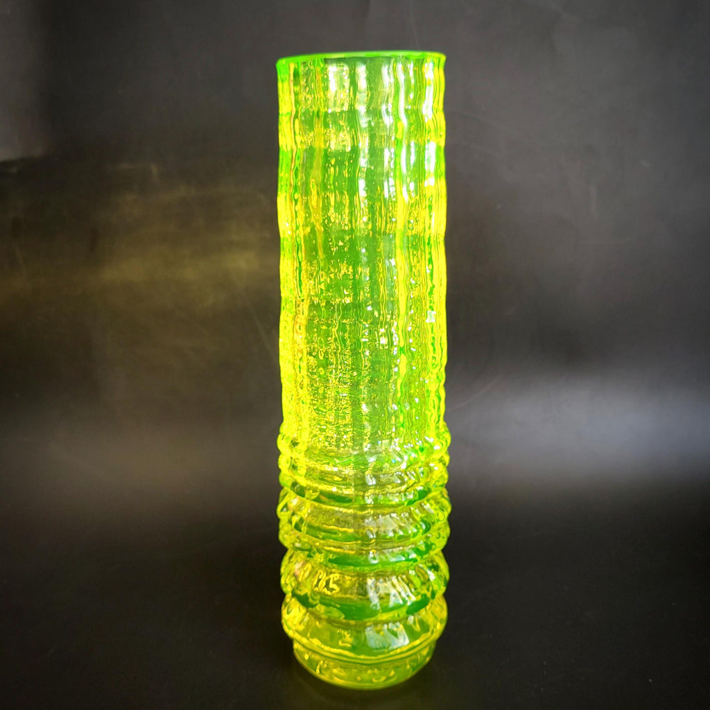 Uranium Yelllow Glass Vase Vaseline Clear Glass Art Deco
