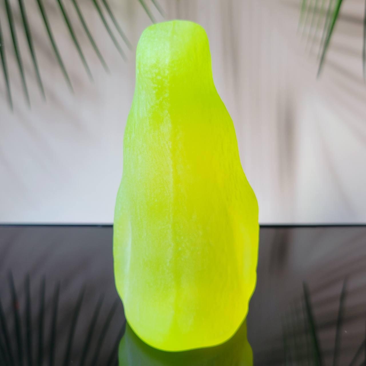 Vaseline Glass Penguin Figurine Uranium Frosty Matte Yellow Glass Bird