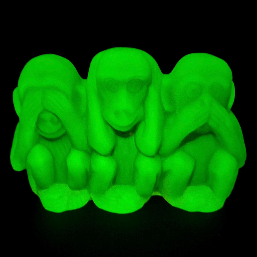 Uranium Glass 3 Monkeys - Don't See, Don't Hear, Don't Speak