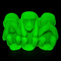 Uranium Glass Monkey Figurine: Art Deco 3 Wise Monkeys Statue