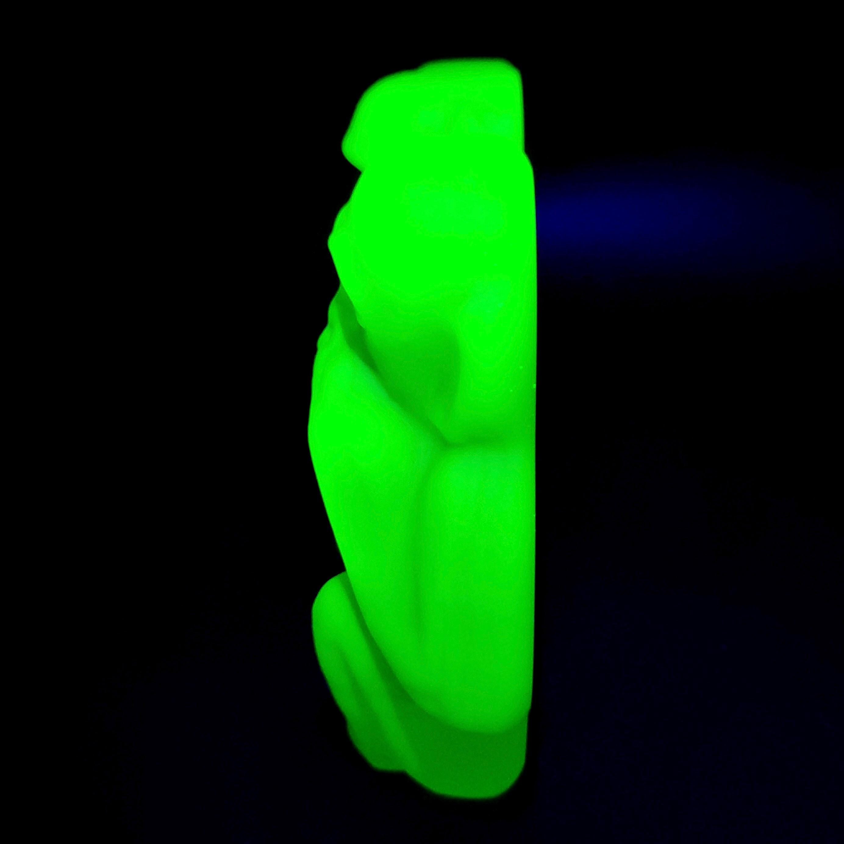 Uranium Glass Monkey Figurine: Art Deco 3 Wise Monkeys Statue