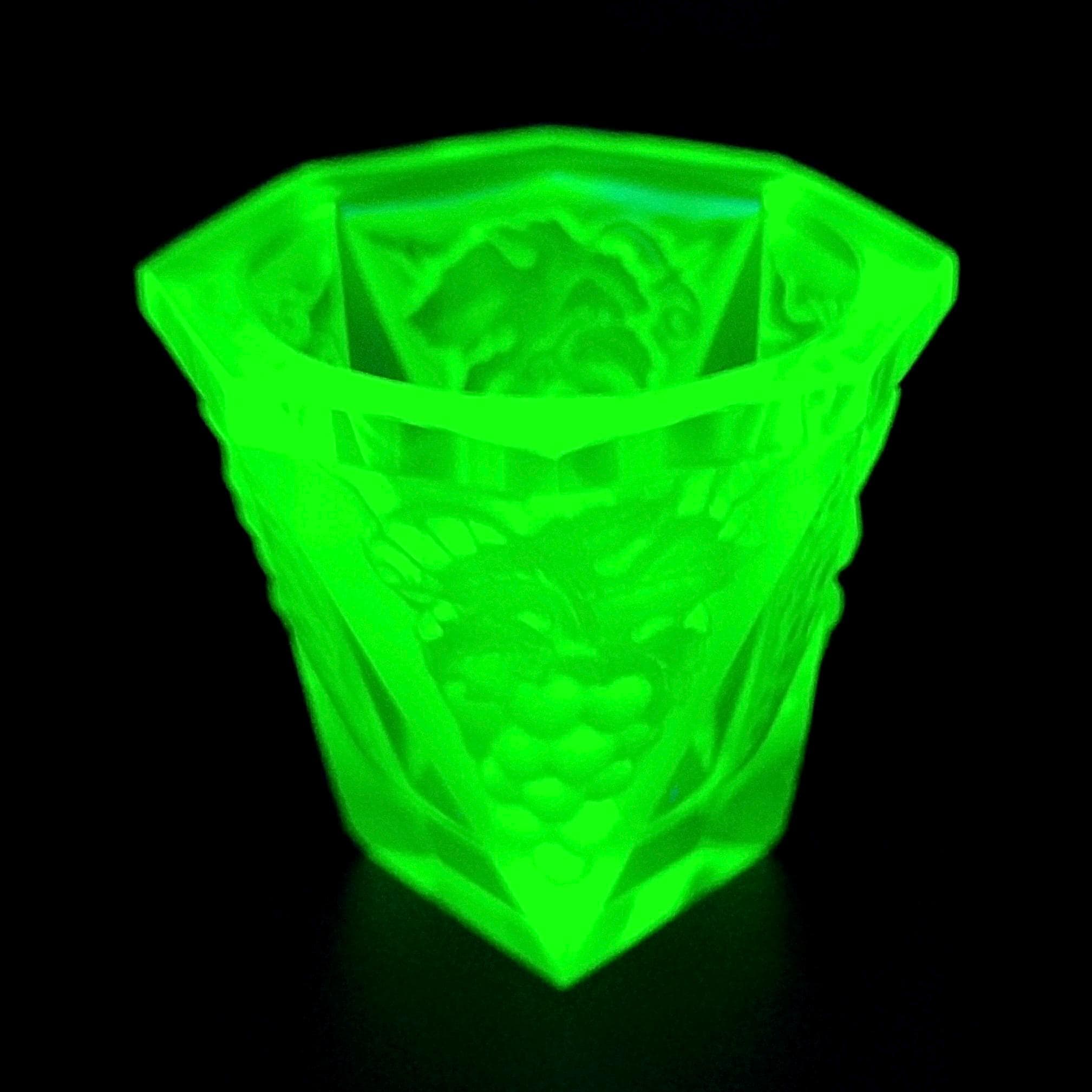 Collectible Uranium Glass Cup Art Deco Vaseline Yellow Depression Glass