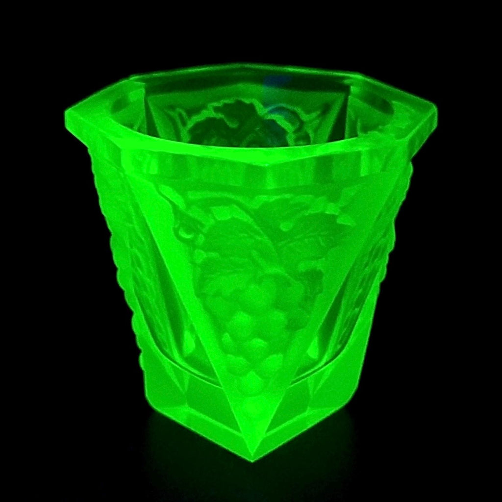 Collectible Uranium Glass Cup Art Deco Vaseline Yellow Depression Glass