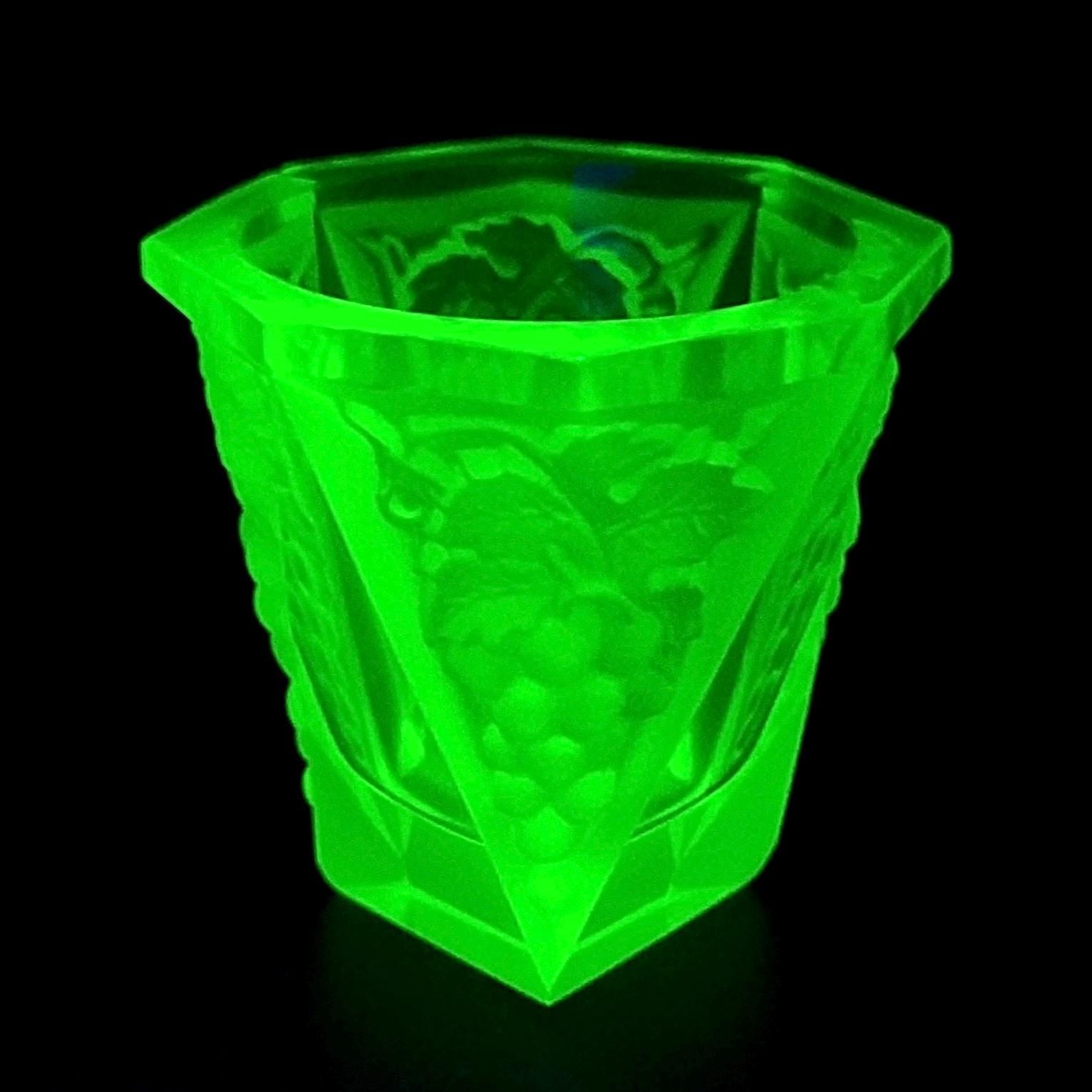 Collectible Uranium Glass Cup Art Deco Vaseline Yellow Depression Glass