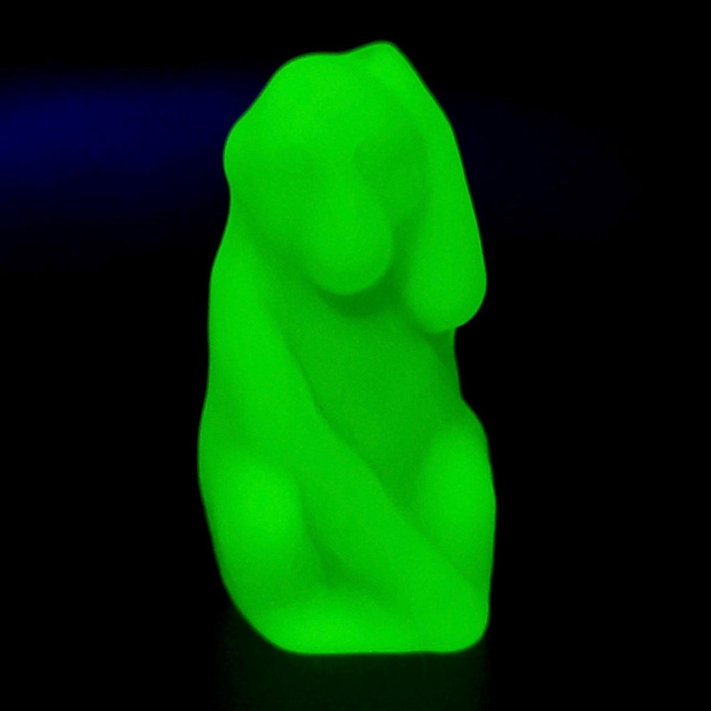 Vaseline Uranium Glass Monkey Figurine: Frosty Matte Glass Animal Statue