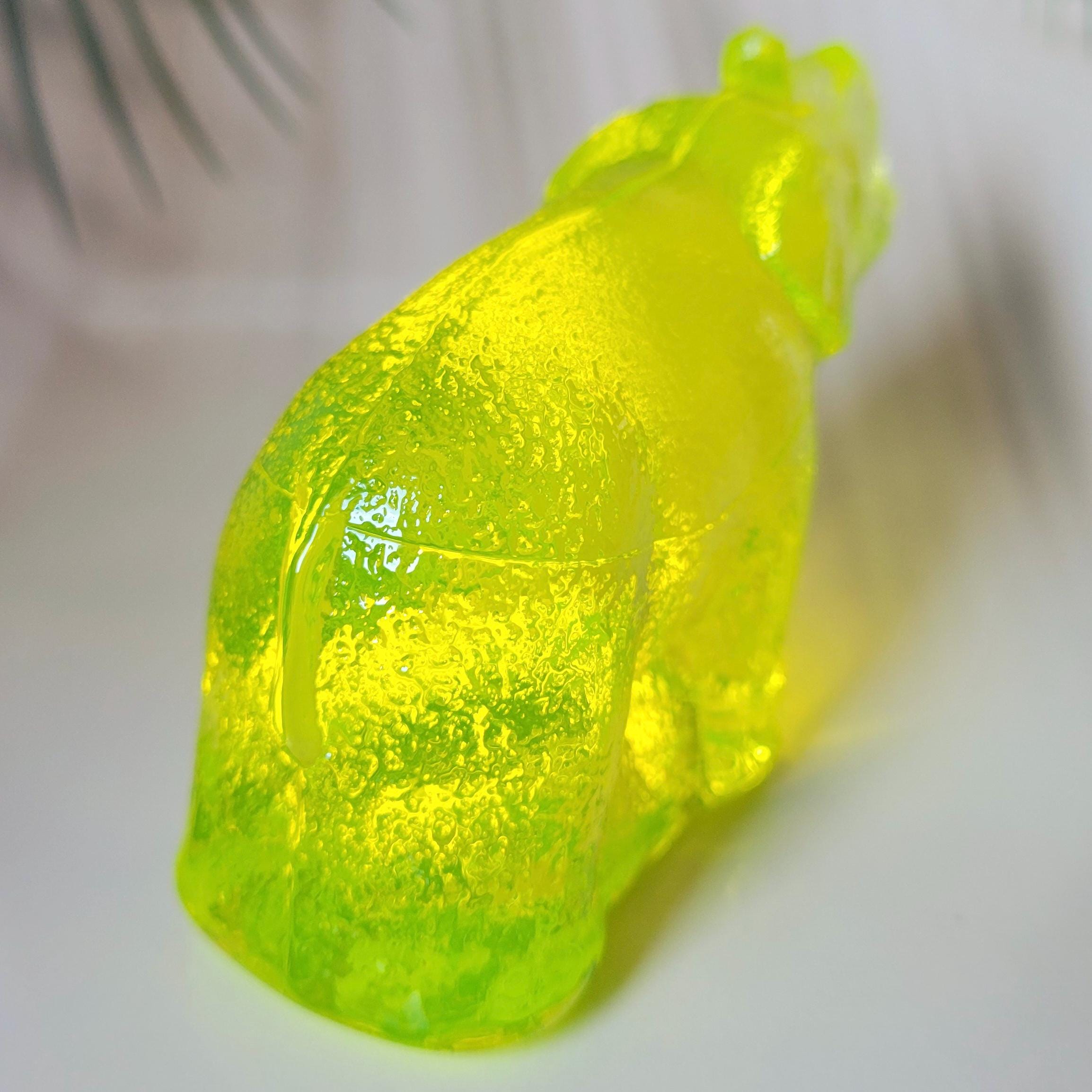 Uranium Glass Elephant Art Deco Vaseline Yellow Glass Figurine Animal