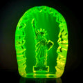 Uranium Glass Statue of Liberty Figurine Art Glass Vaseline Statue