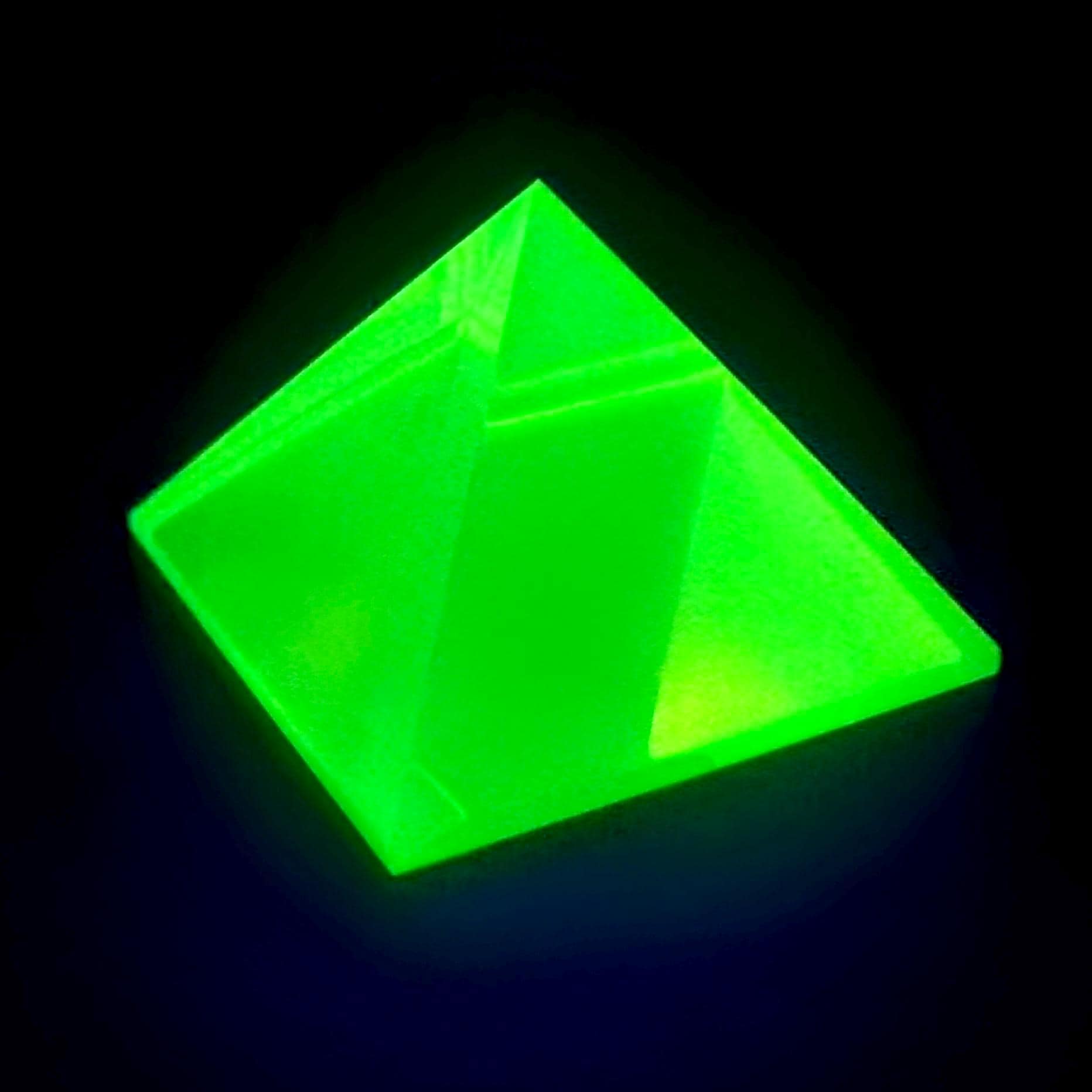 Uranium Glass Pyramid Yellow Clear Glass Vaseline Small Glass Statue